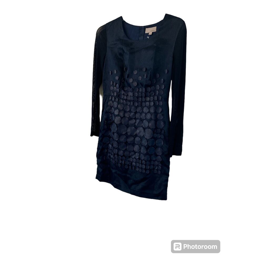 MOISELLE SHEER SLEEVE LEATHER SEQUIN ROYAL BLUE MINI DRESS SZ 6 (36)